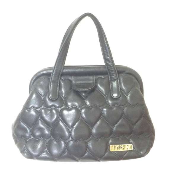 Moschino Handbags - MOSCHINO Vintage black heart shape quilted lambskin mini handbag, tote purse